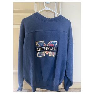 VINTAGE MICHIGAN ONE OF A KIND EMBROIDERED SWEATER